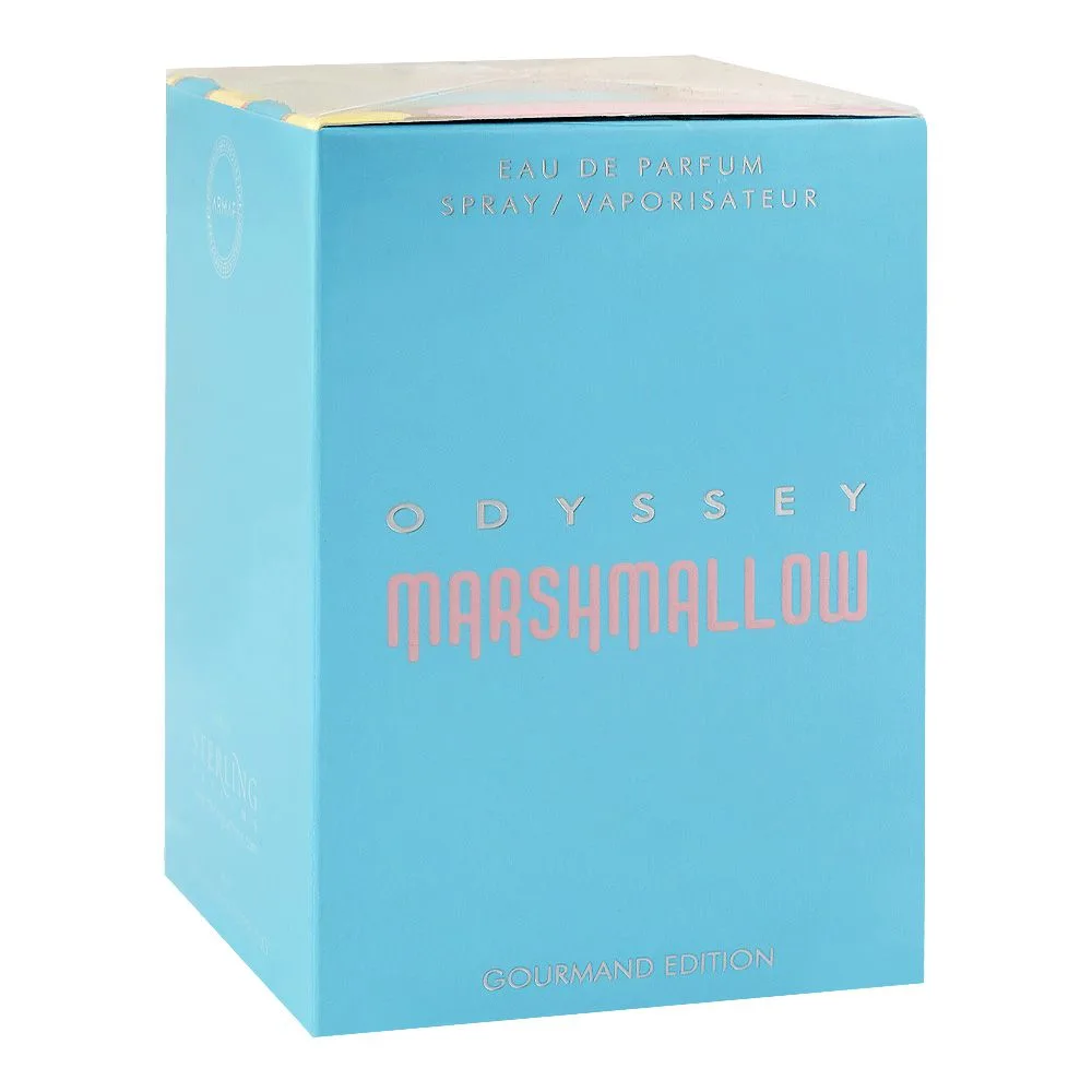 Side view of armaf odyssey marshmallow gourmand edition, eau de parfum, for men & women, 100ml