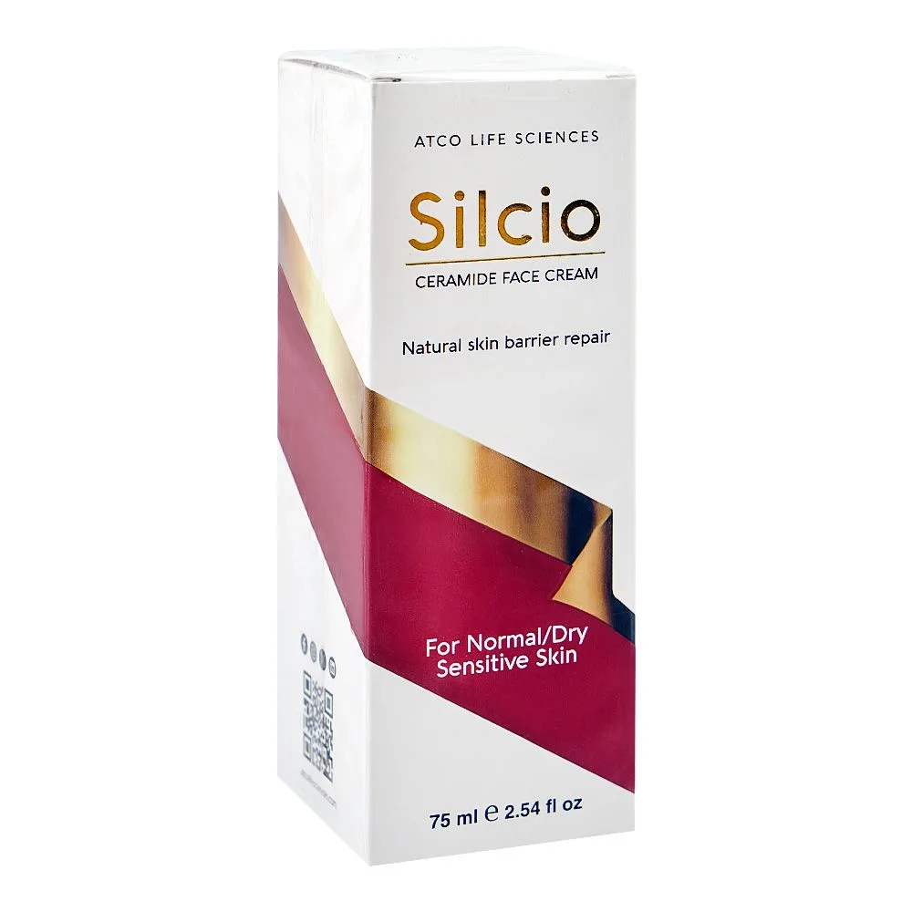 Atco Life Sciences Silcio Ceramide Face Cream, Glycerin, Shea Butter, For Normal, Dry & Sensitive Skin, 75ml
