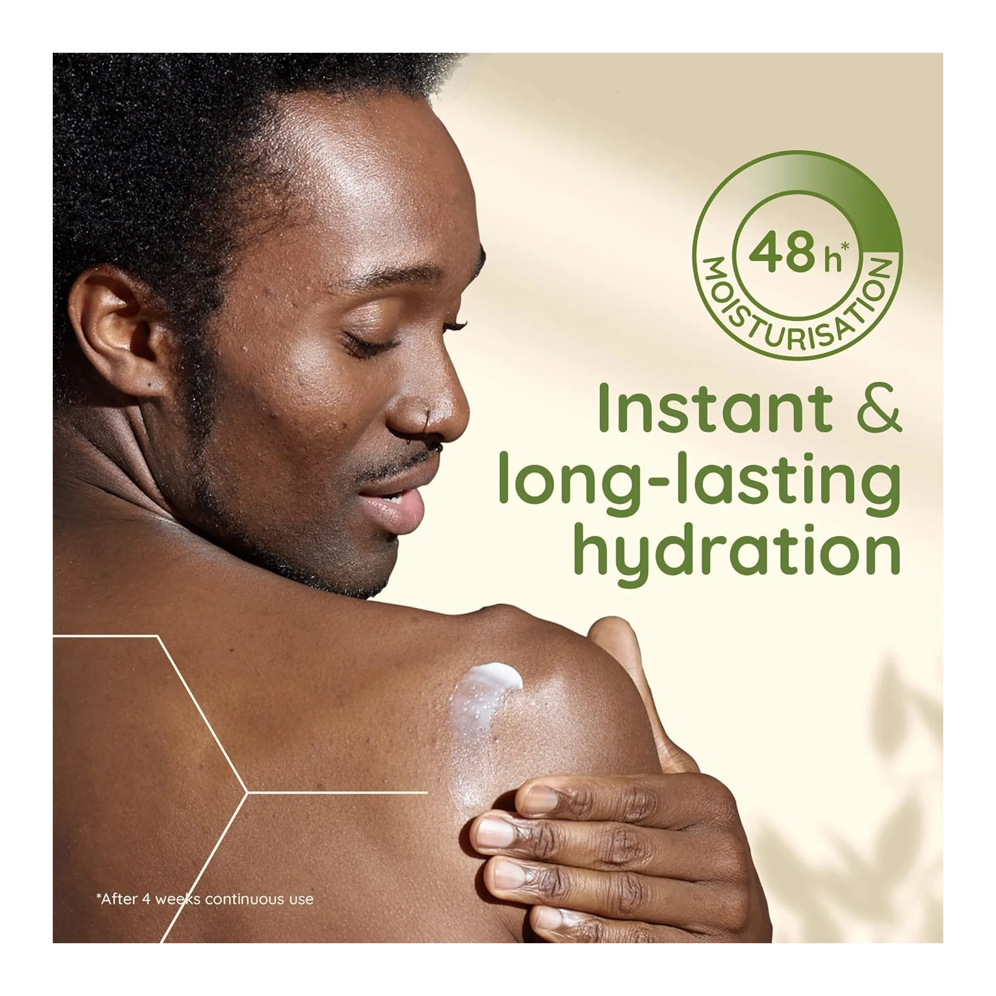Side view of aveeno daily moisturising body lotion, for normal to dry skin, 200ml