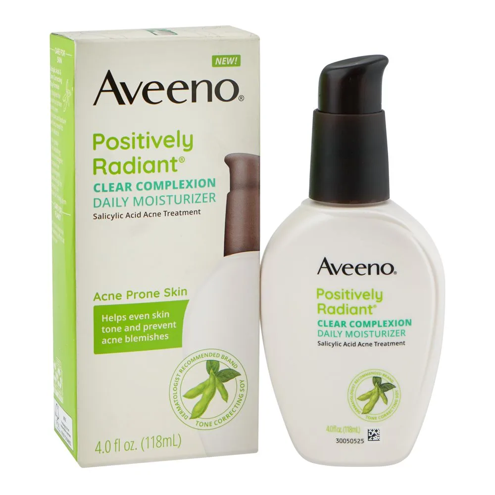 Aveeno Positively Radiant Clear Complexion Daily Moisturizer, Salicylic Acid, For Radiant Skin, 118ml