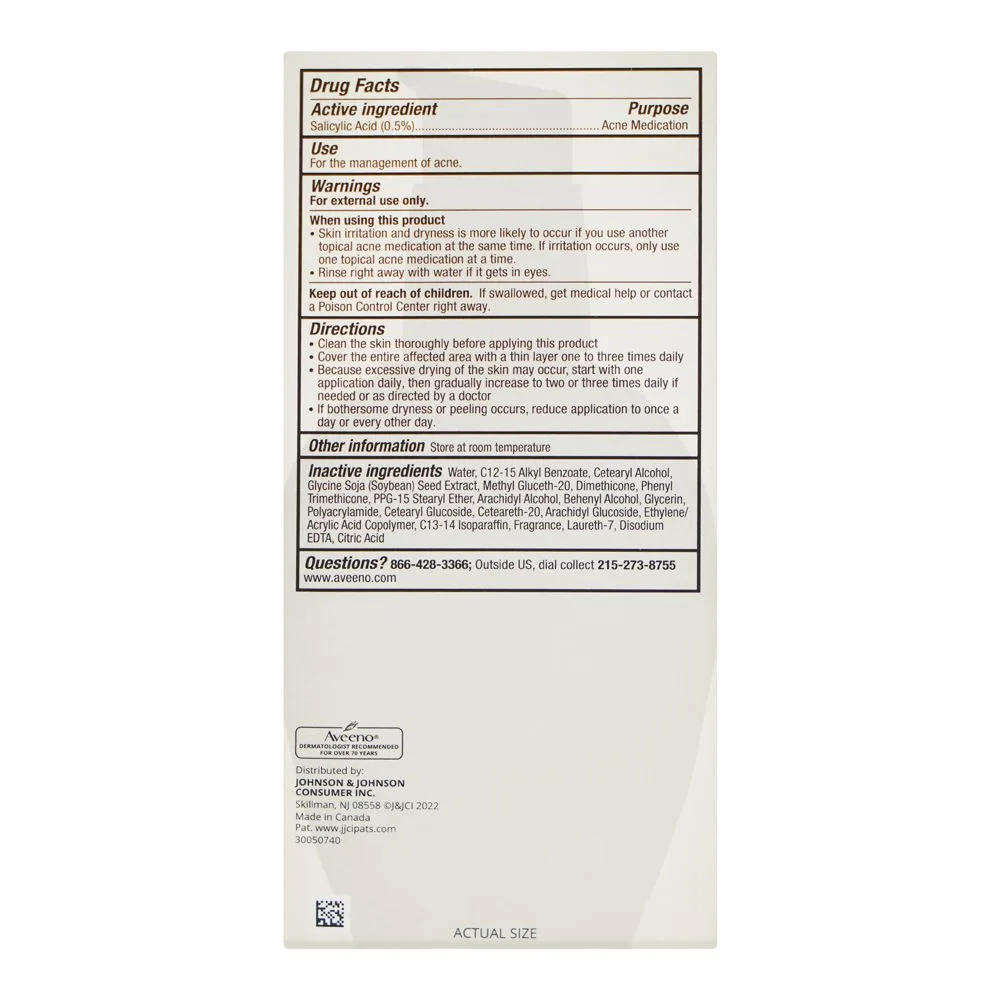 Side view of aveeno positively radiant clear complexion daily moisturizer, salicylic acid, for radiant skin, 118ml