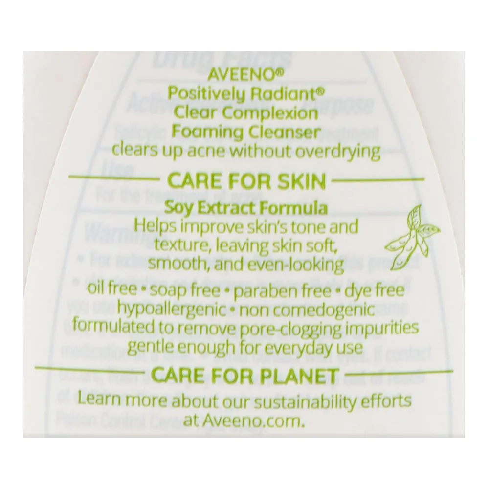 Comfortable casual aveeno positively radiant clear complexion foaming cleanser, salicylic acid, sulfate free, for acne prone skin, 177ml