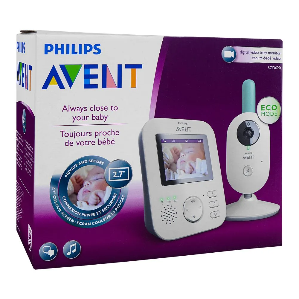 Side view of avent digital video baby monitor, scf620/05