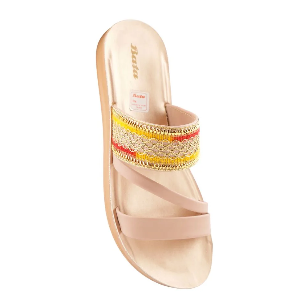 Bata Women's Rubber Slippers Milky Brown