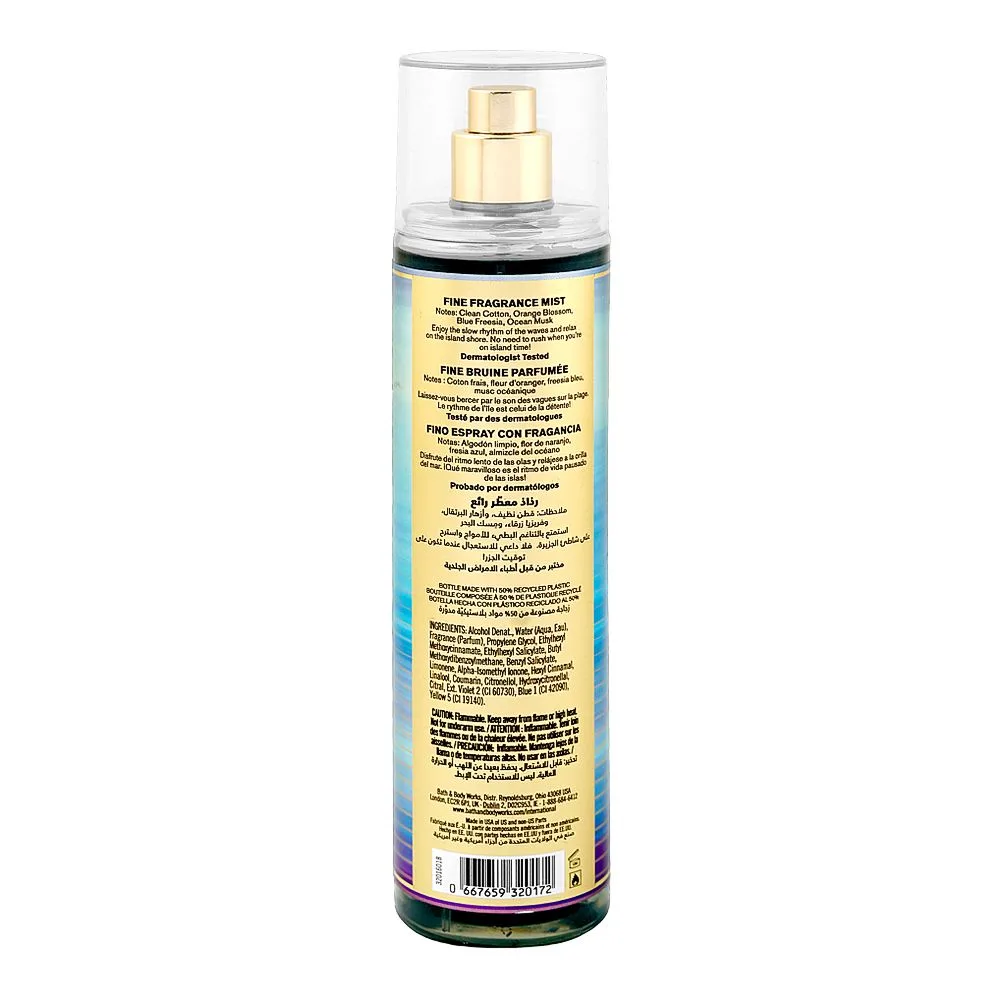 Side view of bath & body works sea island shore fine fragrance mist, for women, 236ml