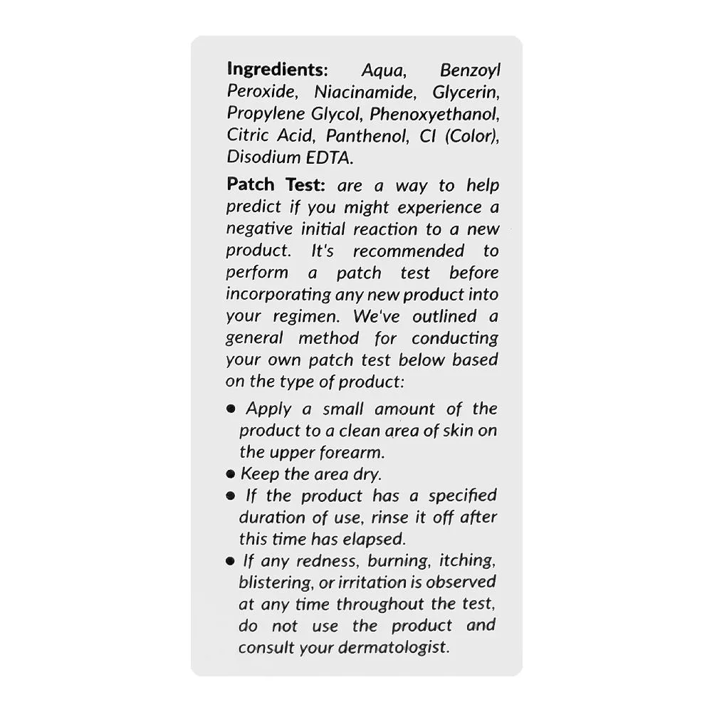 Close-up design of beautenic benzoyl peroxide 2.5% acne treatment toner, niacinamide, citric acid, for acne-prone skin, 100ml