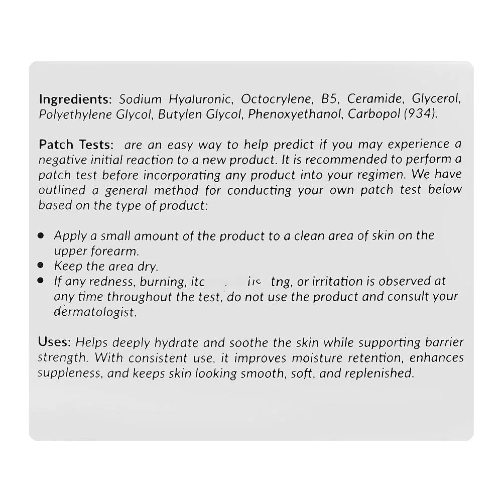 Side view of beautenic hyaluronic acid 2.5% + b5 + ceramide intense pro moisturizing gel, for all types of skin, 50g