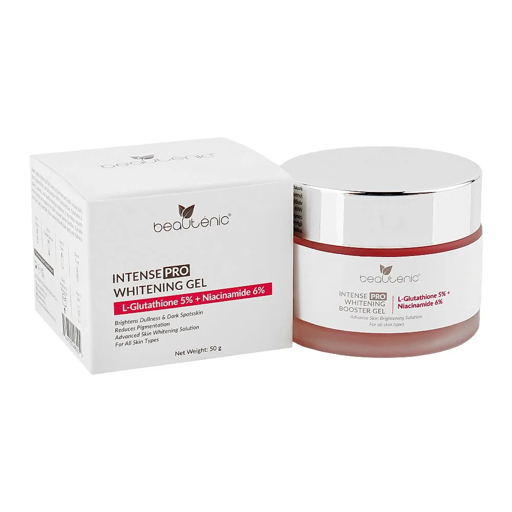Beautenic L-Glutathione 5% + Niacinamide 6% Intense Pro Whitening Gel, Gluten & Silicone Free, For All Types Of Skin, 50g
