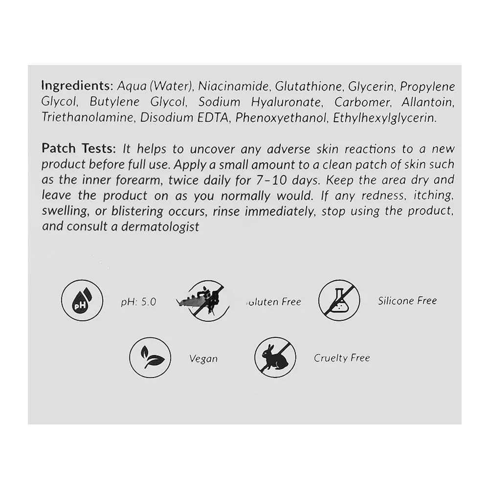 Side view of beautenic l-glutathione 5% + niacinamide 6% intense pro whitening gel, gluten & silicone free, for all types of skin, 50g