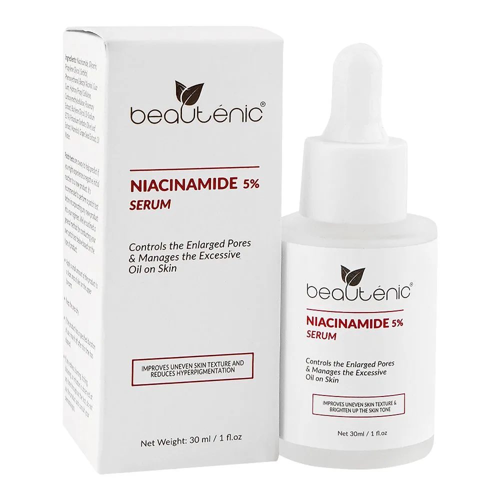 Beautenic Niacinamide 5% Serum, Silicone & Gluten Free, Niacinamide, Glycerin, For Acne-Prone Skin, 30ml