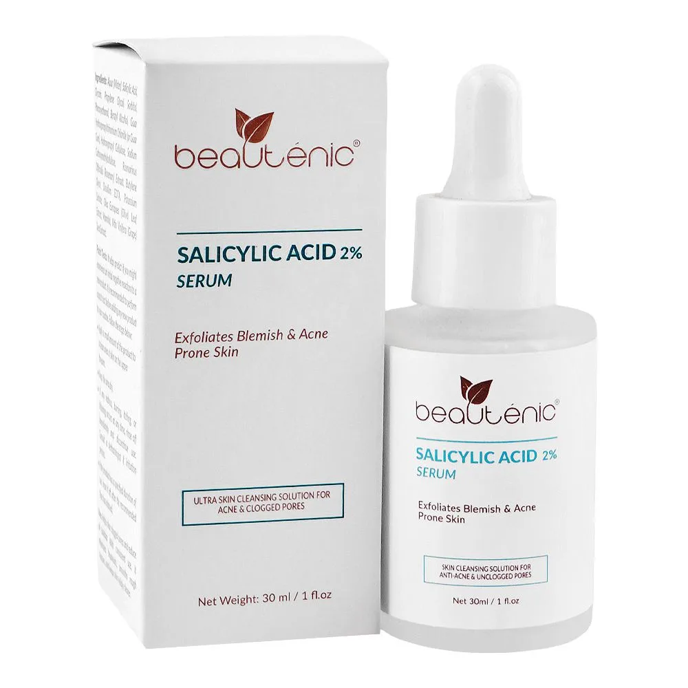 Beautenic Salicylic Acid 2% Serum, Silicone & Gluten Free, Salicylic Acid, Glycerin, For Acne-Prone Skin, 30ml