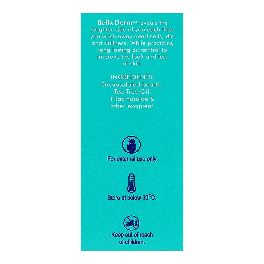 Premium everyday wear bella derm face wash, control blemishes & oil, unclog pores, 100ml