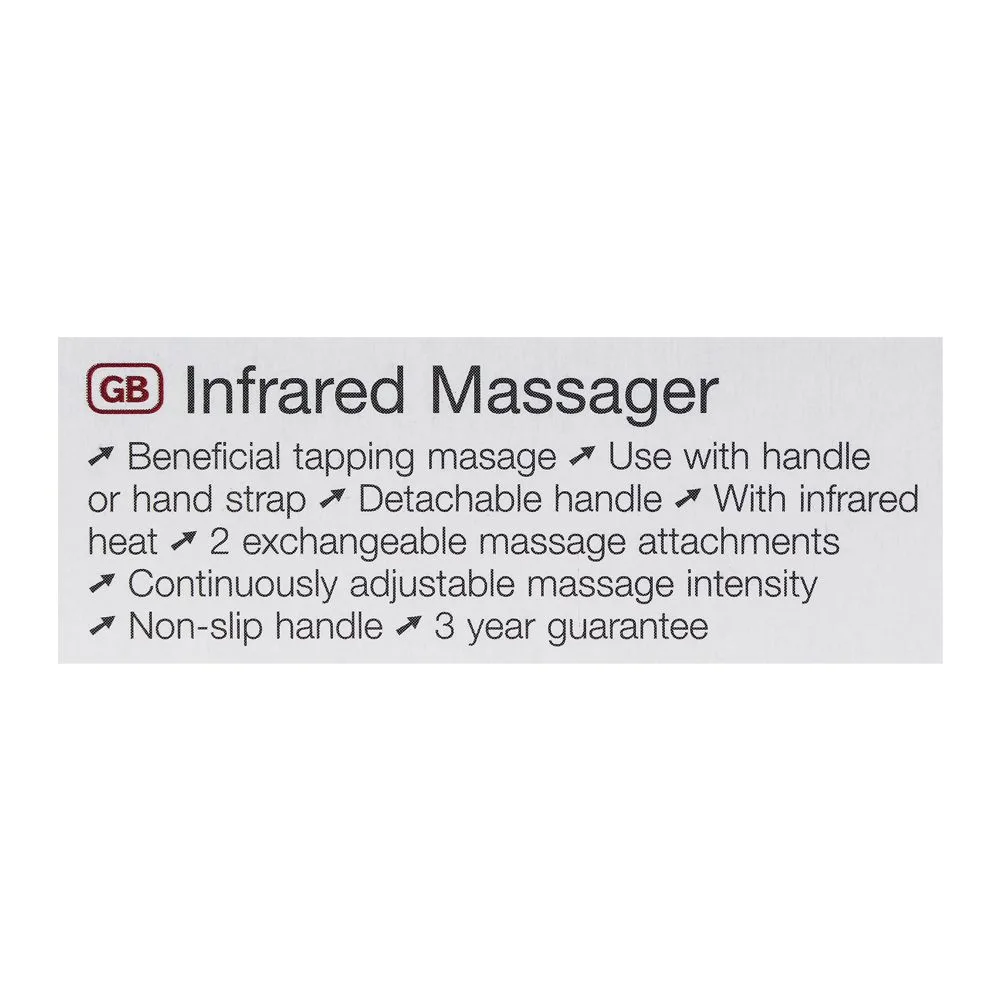 Close-up design of beurer handheld percussion body massager with removable handle and infrared heat, mg 70