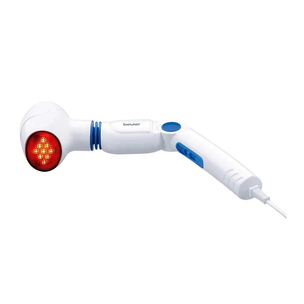 Side view of beurer infrared body massager with rotating head, mg 40