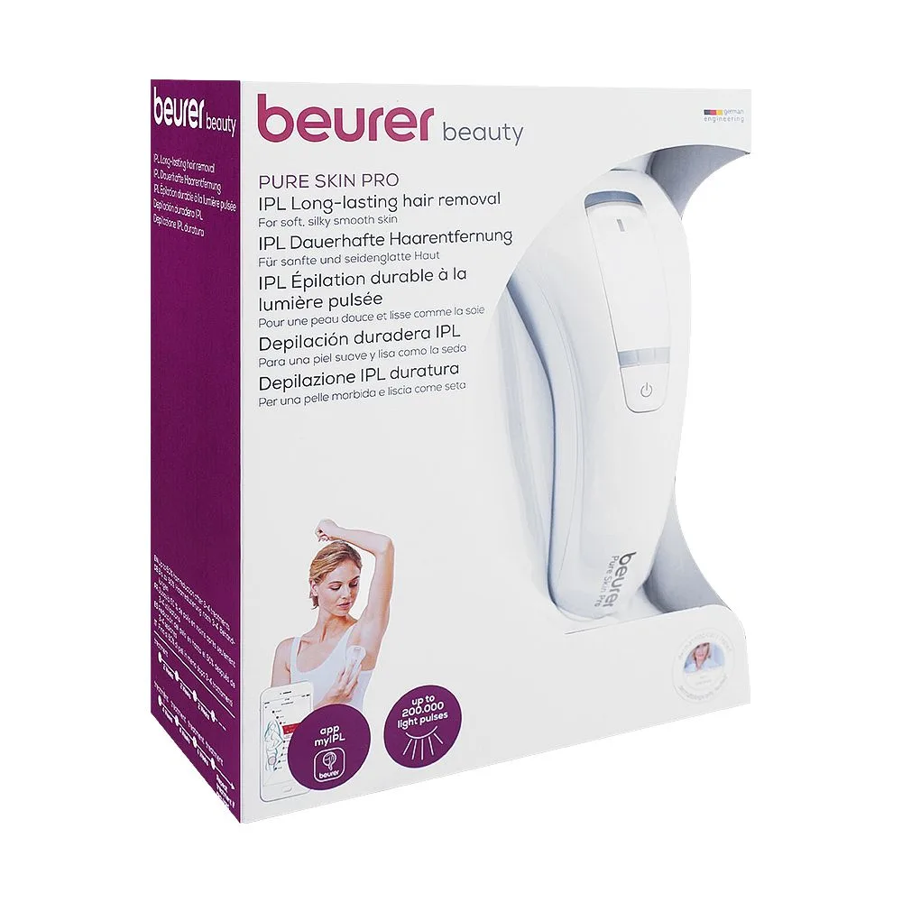 Side view of beurer pure skin pro ipl hair removal device, ipl-5500