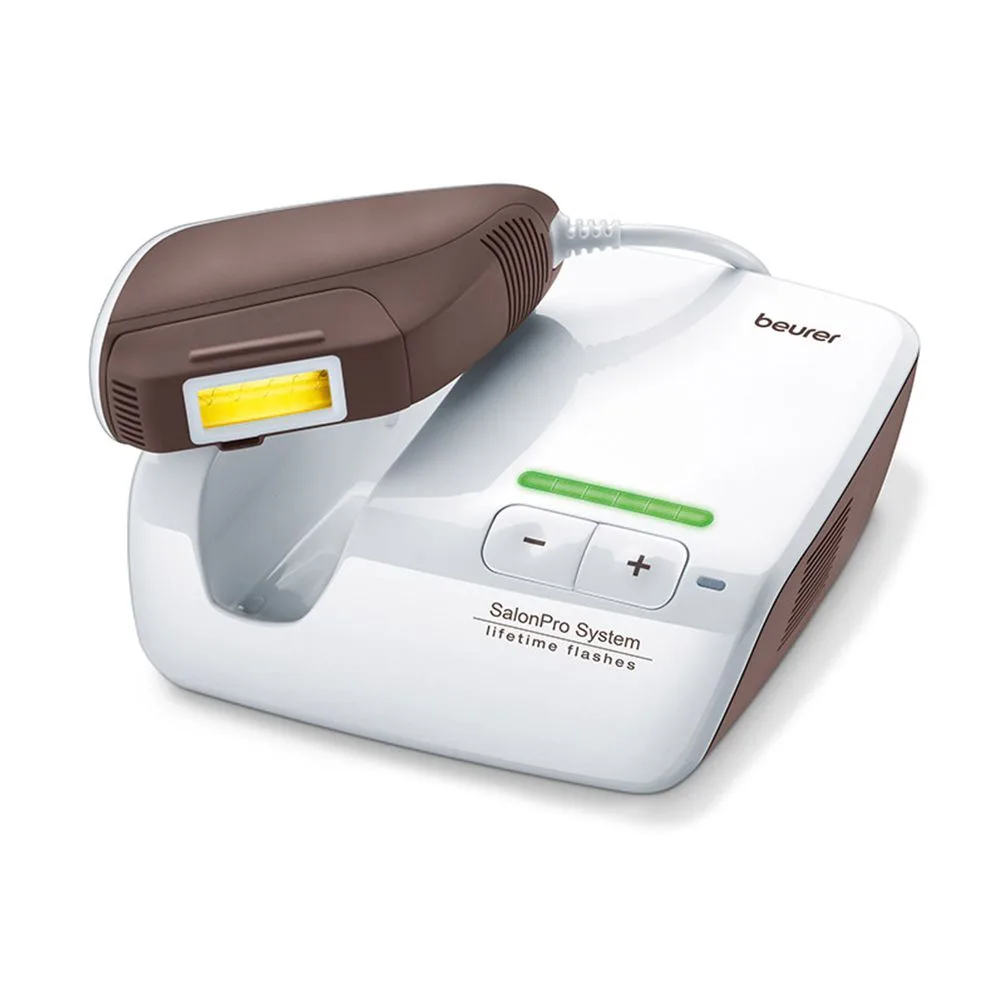 Side view of beurer salonpro ipl hair removal device, 10000+