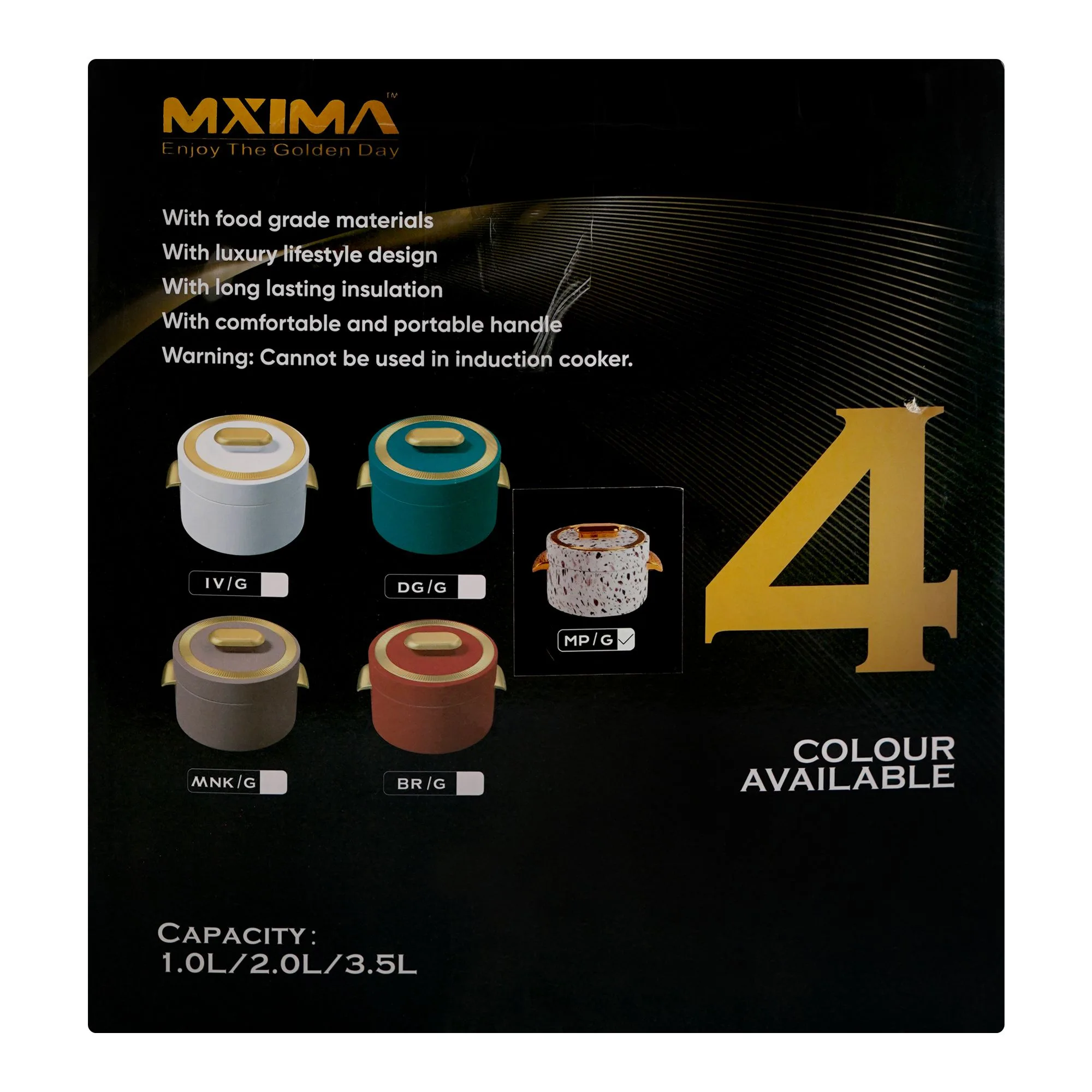 Close-up design of bhoja hot pot set, 1 liter/ 2 liters/3.5 liters, mp/g, jy-004, 3-pack