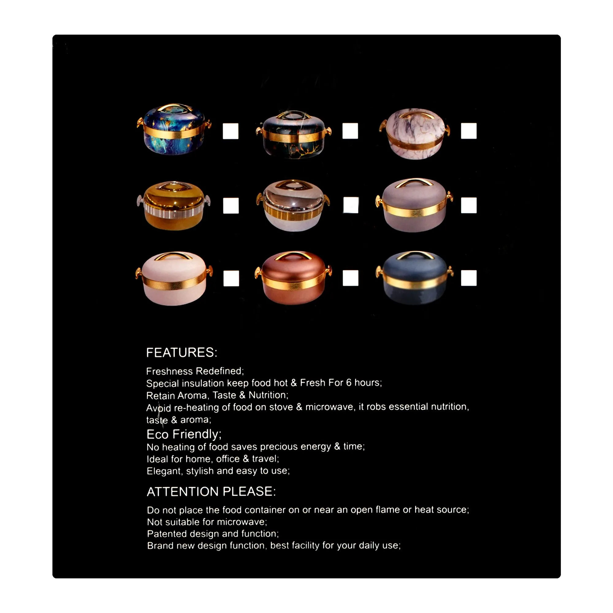 Close-up design of bhoja hot pot set, 1000ml/2000ml/3500ml, jn212, 3-pack