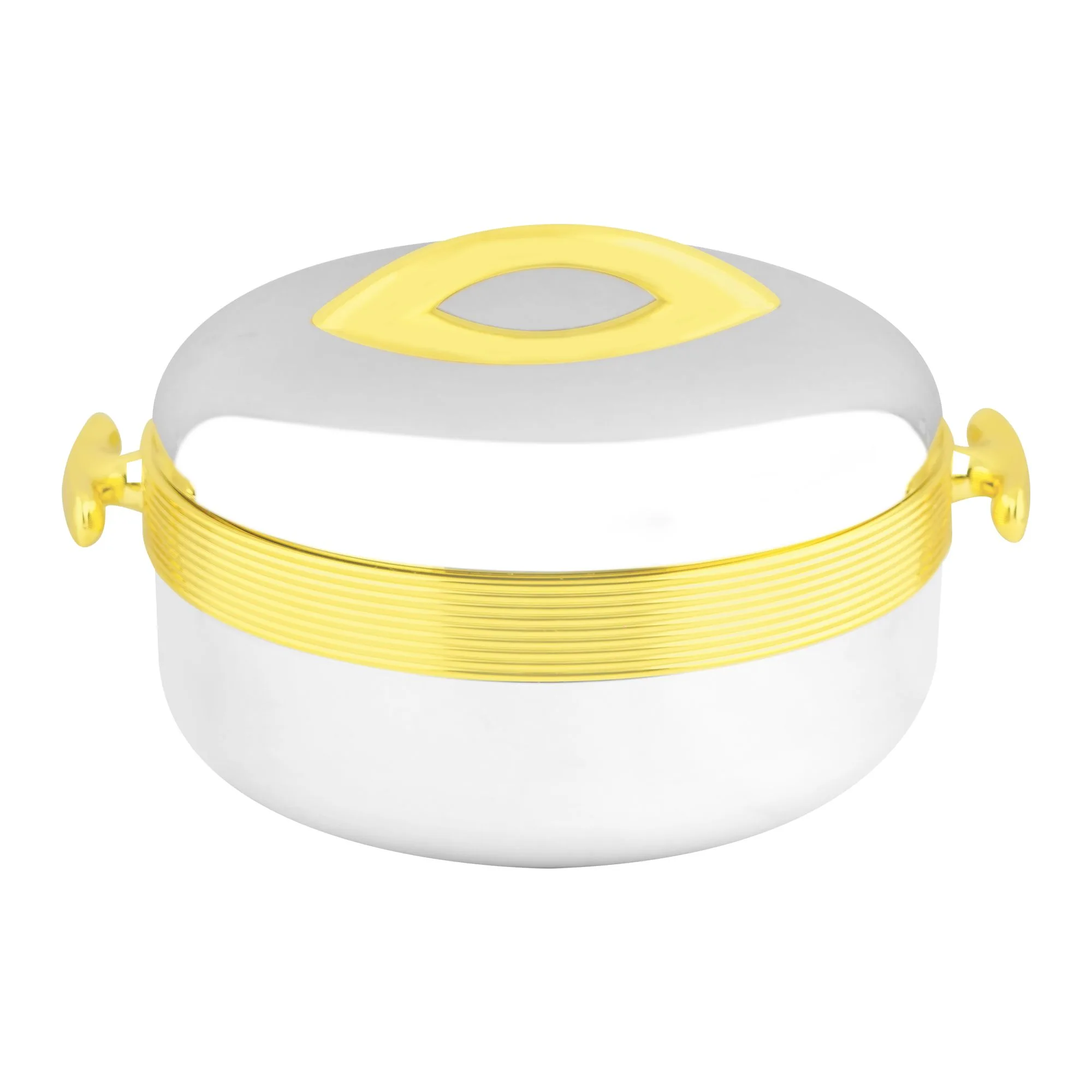 Side view of bhoja hot pot set, 1000ml/2000ml/3500ml, silver, jn212, 3-pack