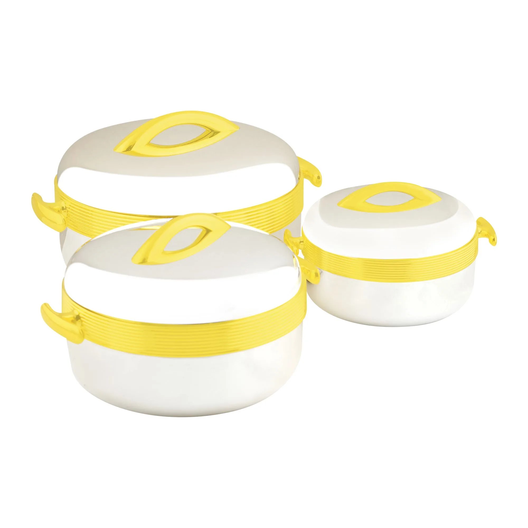Comfortable casual bhoja hot pot set, 1000ml/2000ml/3500ml, silver, jn212, 3-pack