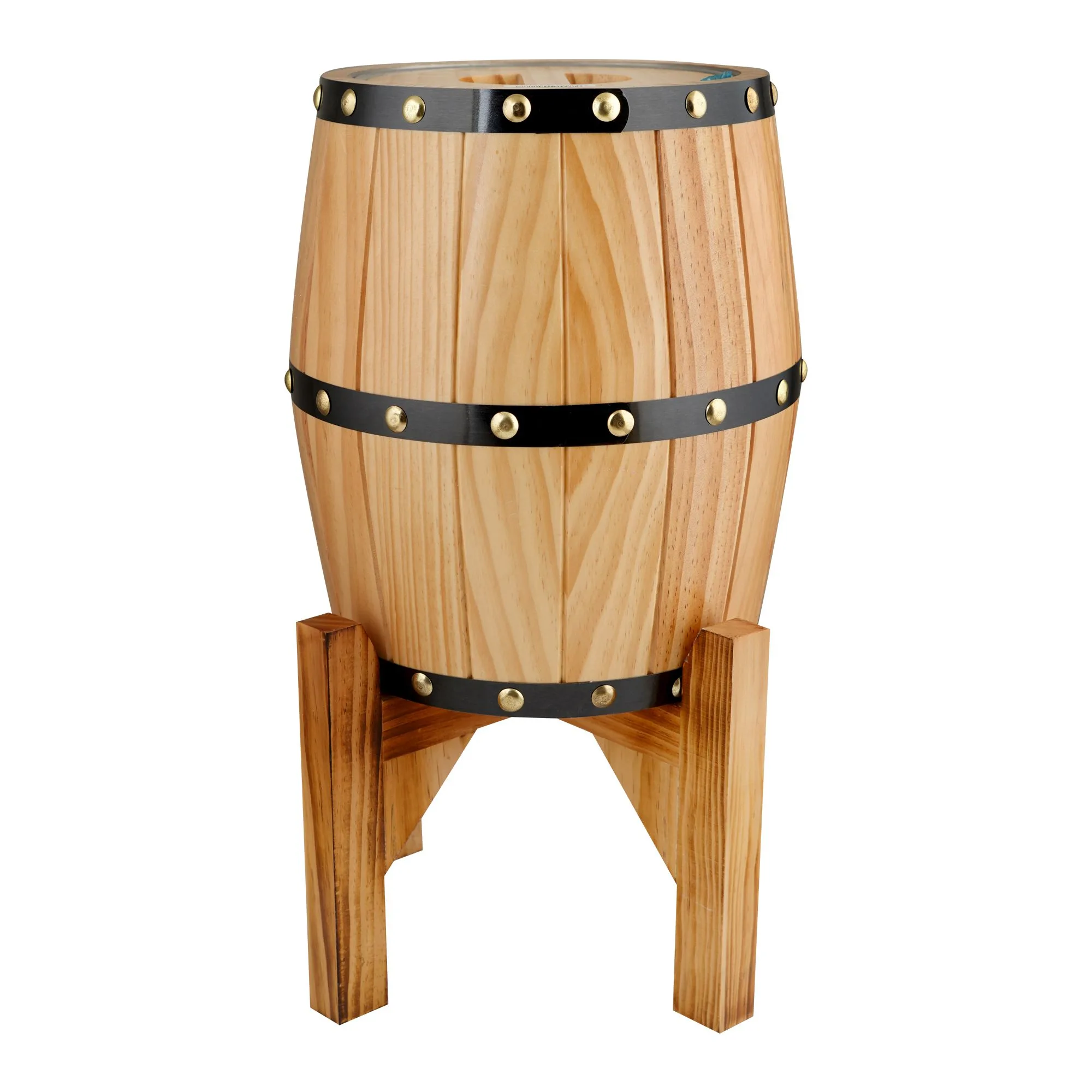 Side view of bhoja wooden beer barrel, 3 liters, bg45117-5