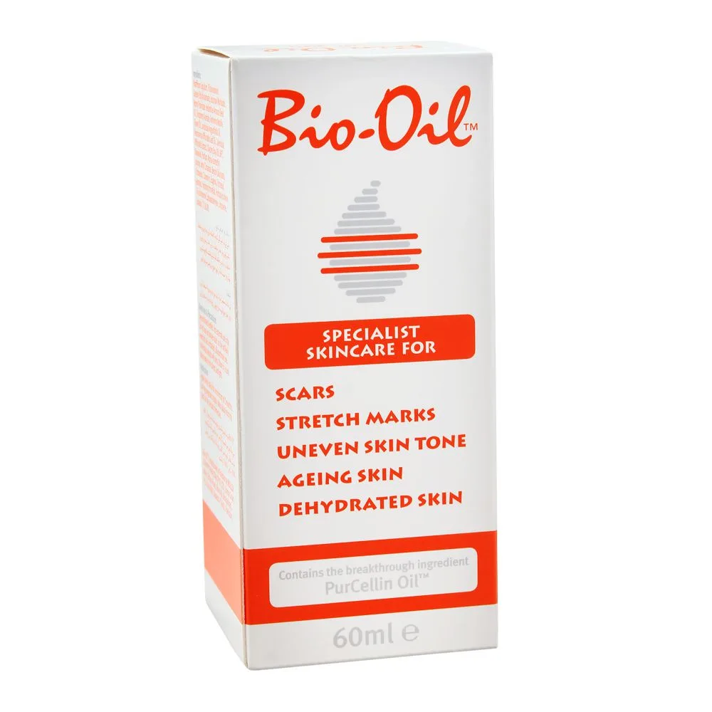Side view of bio-oil purcellin oil, for scars & stretch marks, 60ml