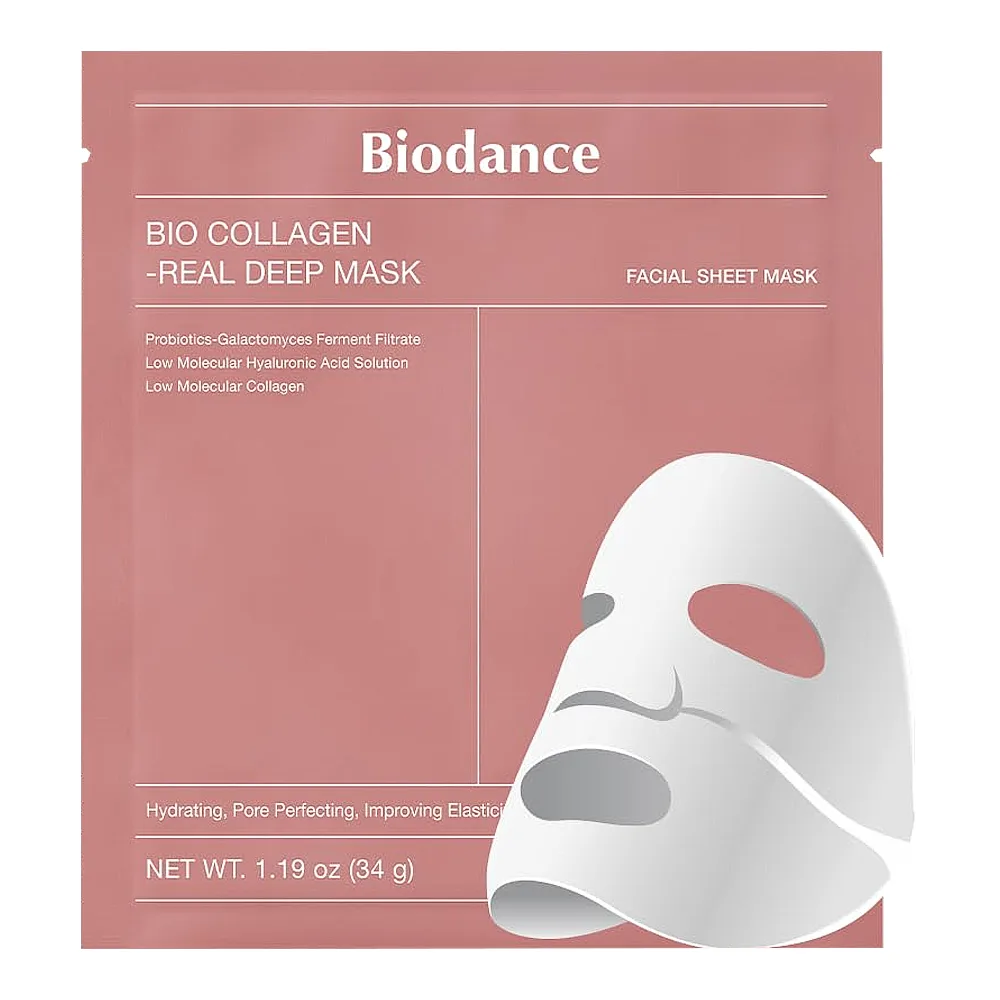 Biodance Bio Collagen Real Deep Facial Sheet Mask, Hyaluronic Acid, Niacinamide, For All Types Of Skin, 34g
