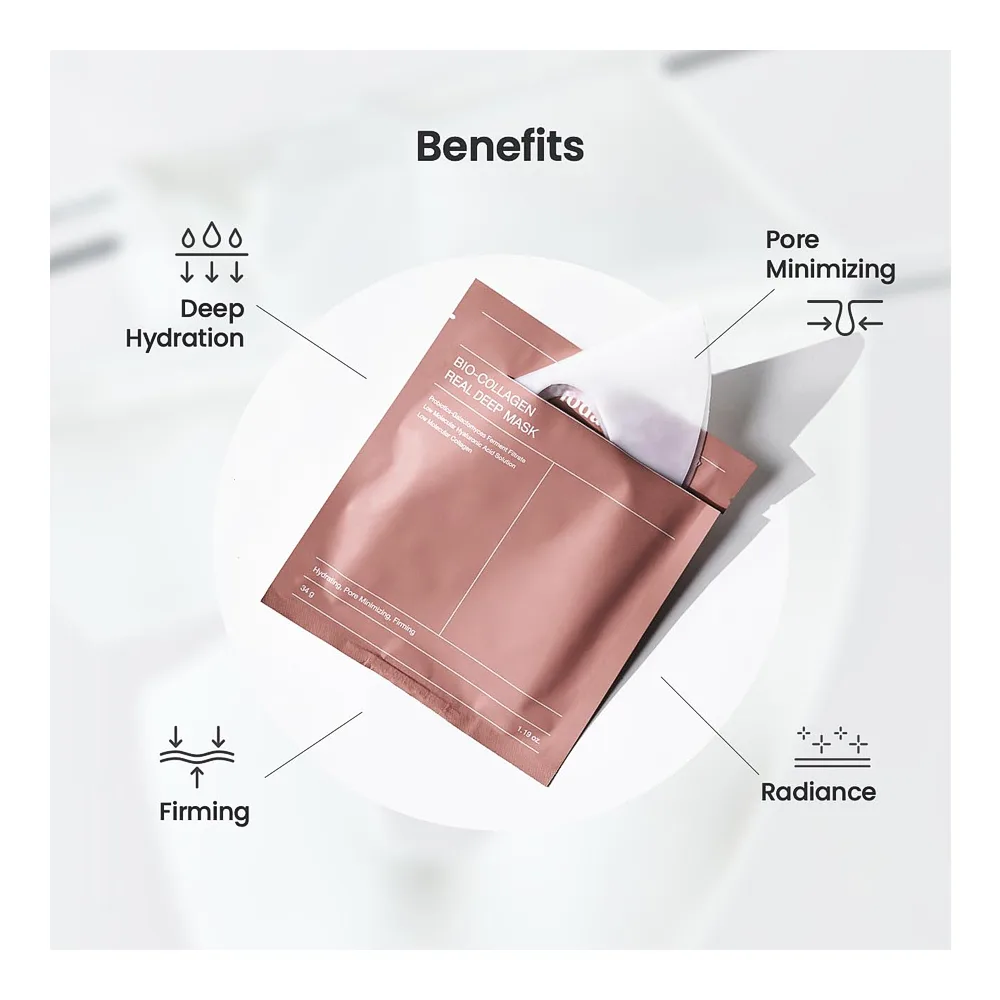 Premium everyday wear biodance bio collagen real deep facial sheet mask, hyaluronic acid, niacinamide, for all types of skin, 34g