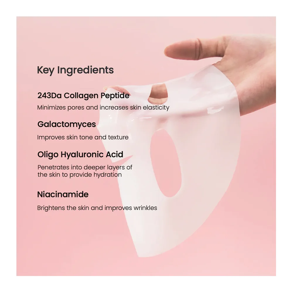Front angle of biodance bio collagen real deep facial sheet mask, hyaluronic acid, niacinamide, for all types of skin, 34g