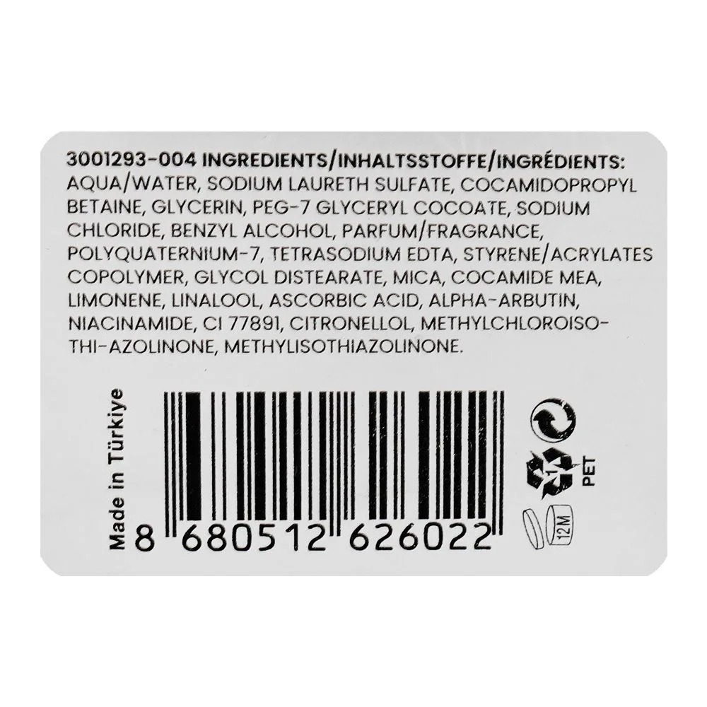 Close-up design of bioxcin pure & white face washing gel, niacinamide & ascorbic acid, for all types of skin, 100ml