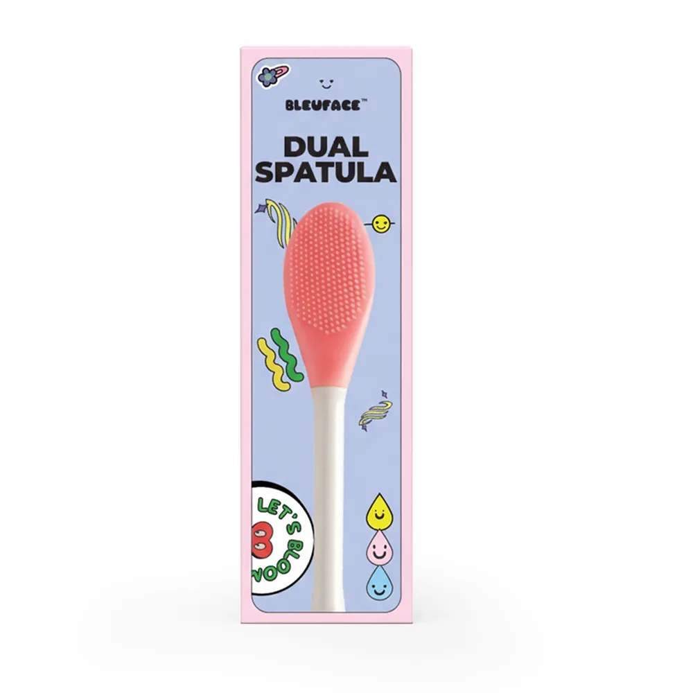 Side view of bleuface dual spatula cleanser, blu-2-0007