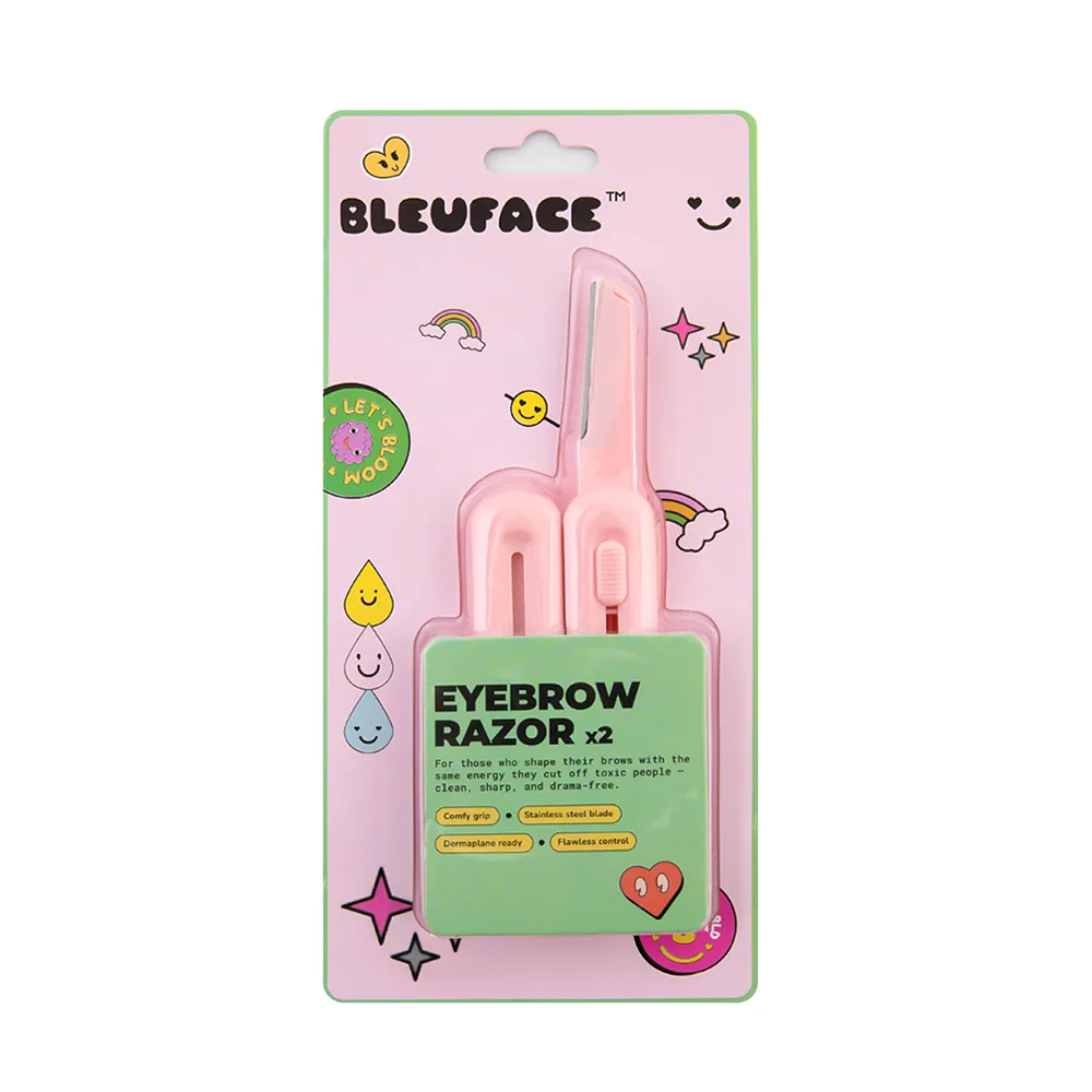 Side view of bleuface eyebrow razor, 2-pack