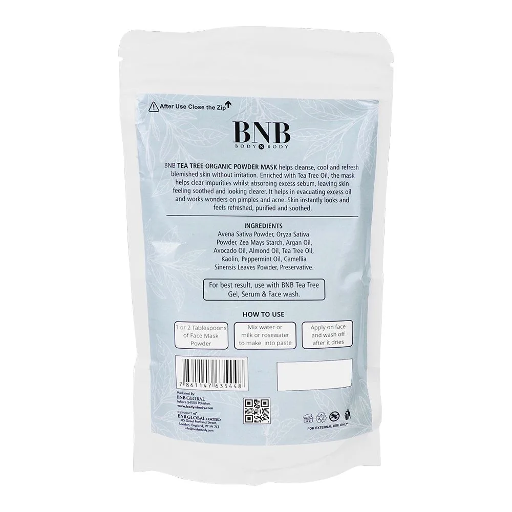 Side view of bnb acne control tea tree organic mask, paraben & sulphate free, 120g