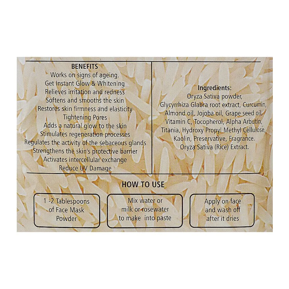 Comfortable casual bnb brightening rice powder organic mask, prevent skin aging, reduce uv damage, 120g