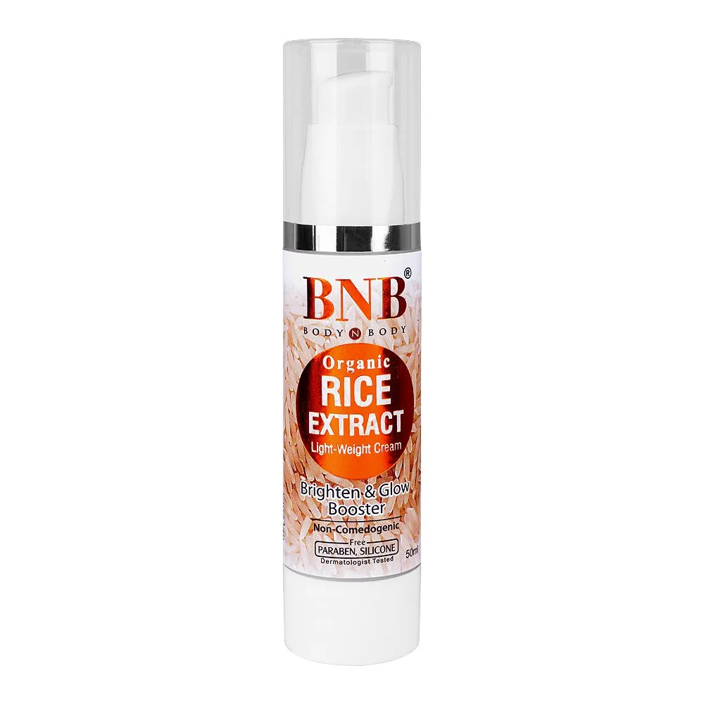 BNB Organic Rice Extract Light Weight Cream, Paraben & Silicon Free, 50ml