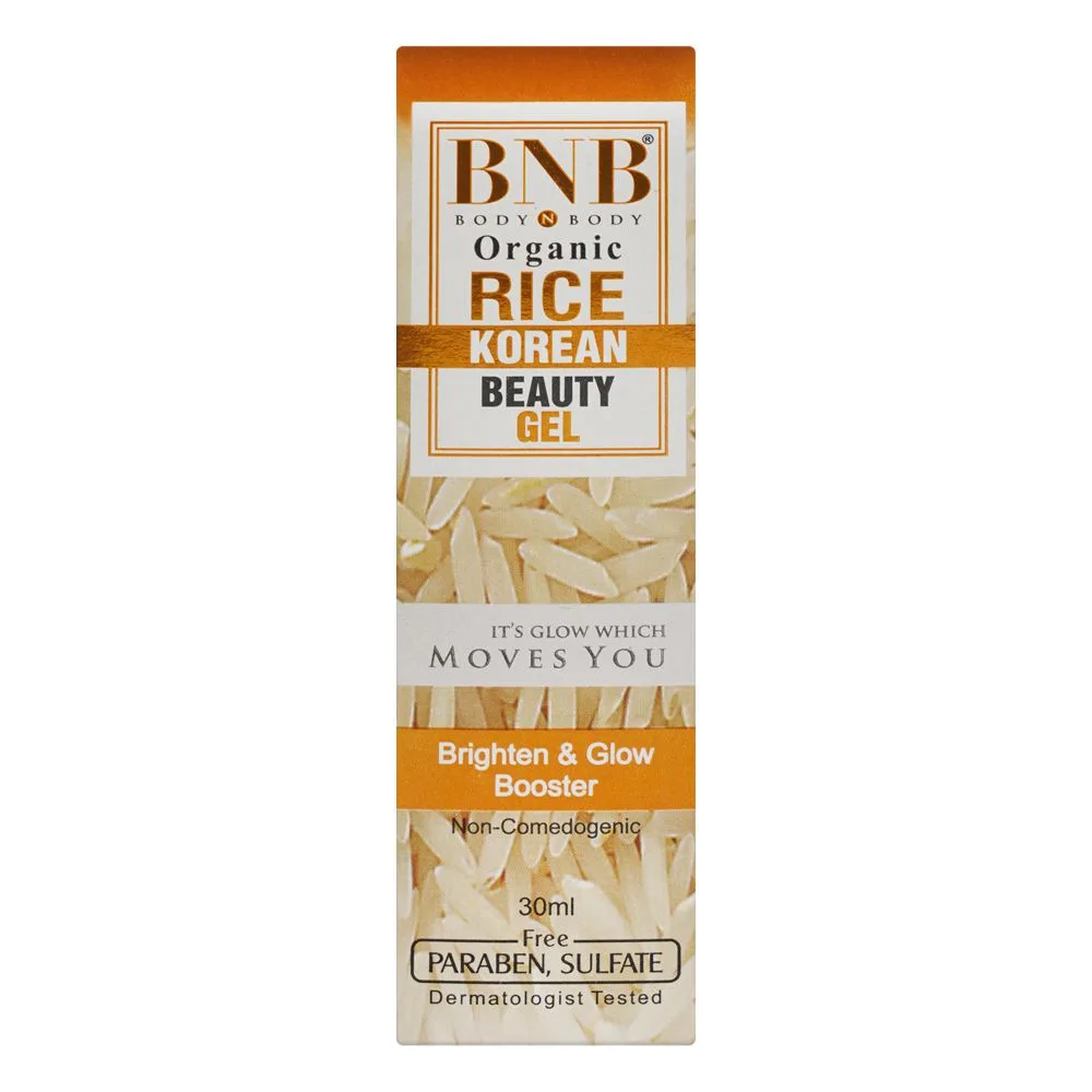 Side view of bnb organic rice korean beauty gel, 30ml