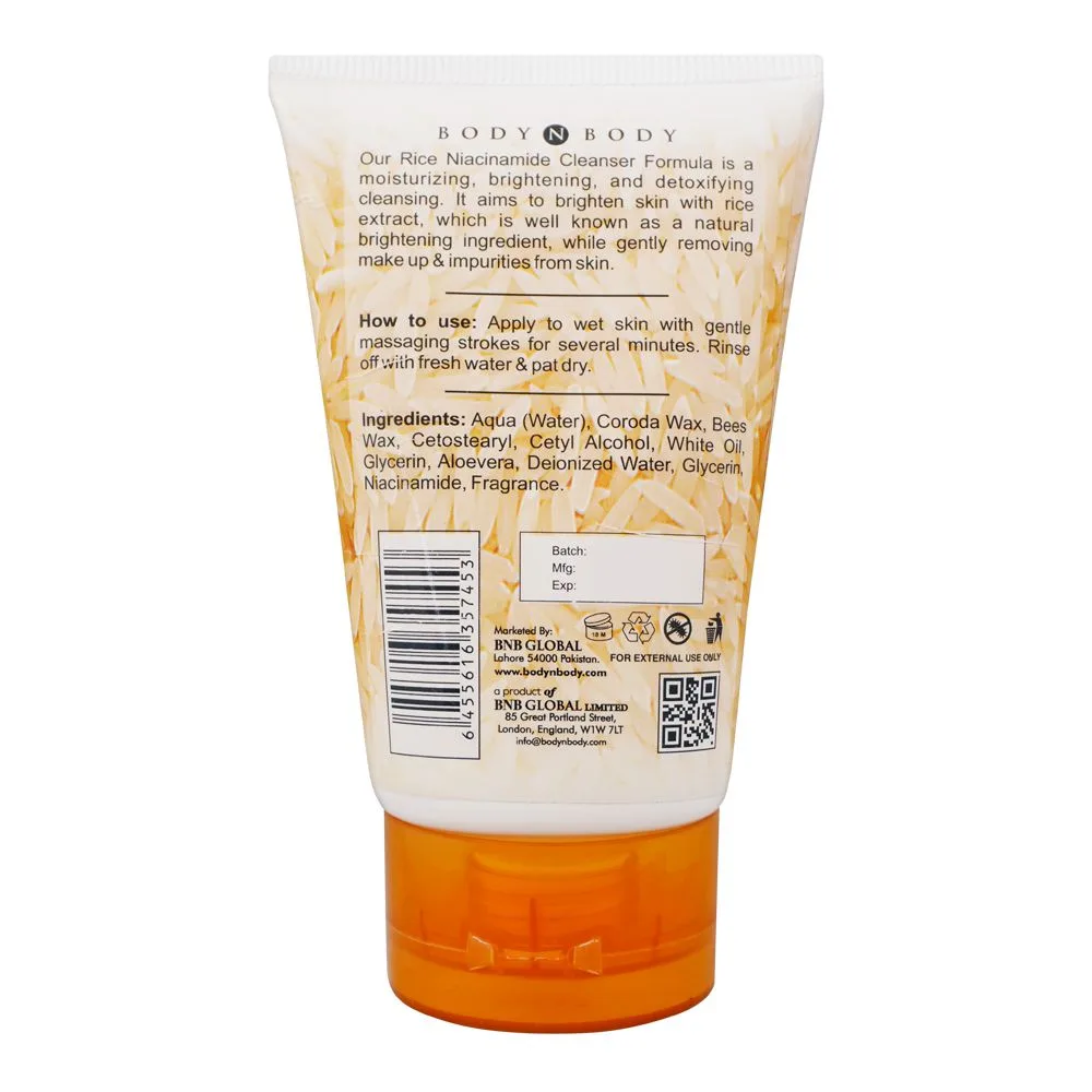 Side view of bnb organic source brightening rice cleanser, paraben and sulfate free, dermatologist-tested, 120ml