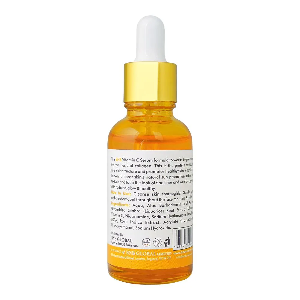Side view of bnb organic source vitamin c serum, 30ml