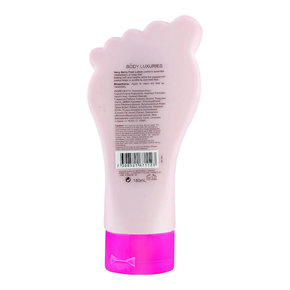 Side view of body luxuries foot lotion very berry, fr-101, 180ml