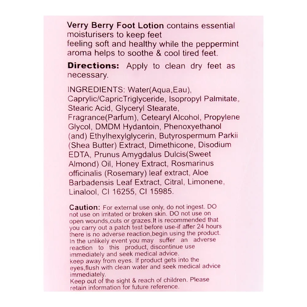 Comfortable casual body luxuries foot lotion very berry, fr-101, 180ml