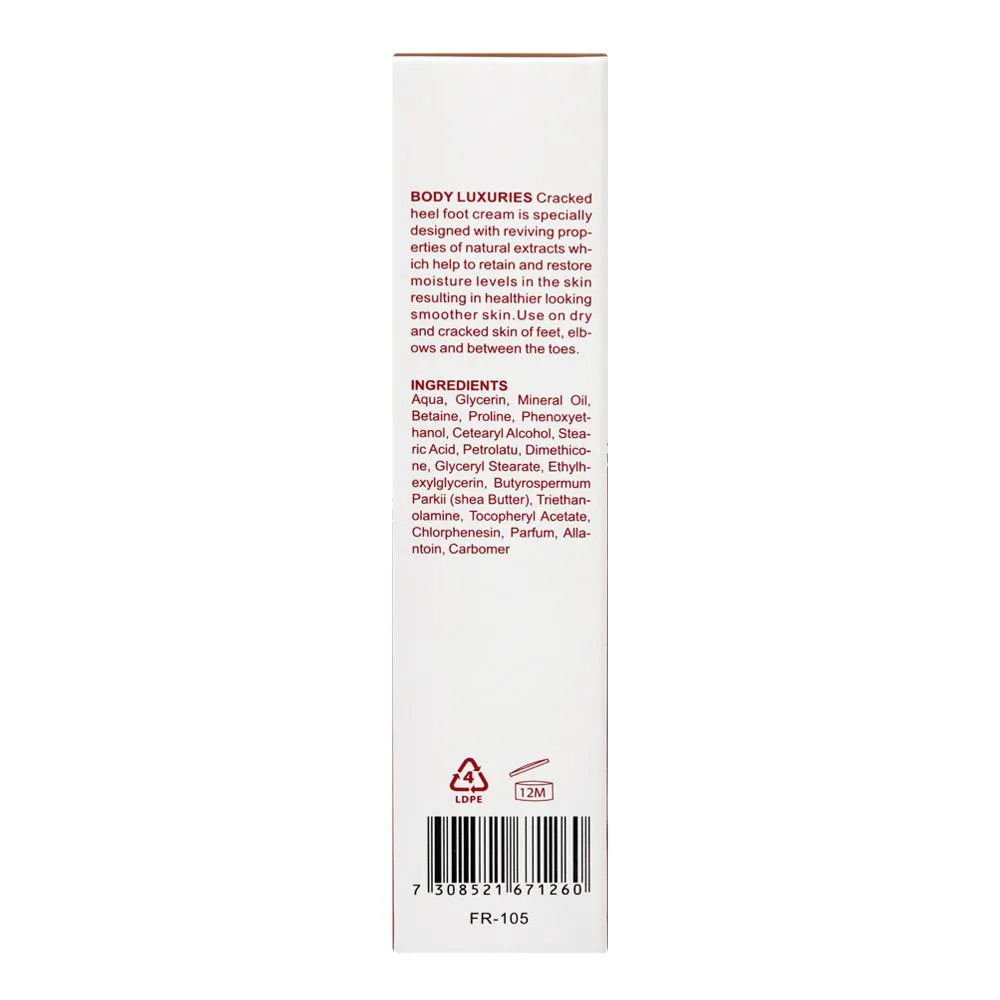 Side view of body luxuries intense repair cracked heel foot cream, fr-105, 75ml