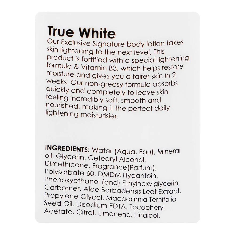 Comfortable casual body luxuries true white body lotion, bl-252, 230ml