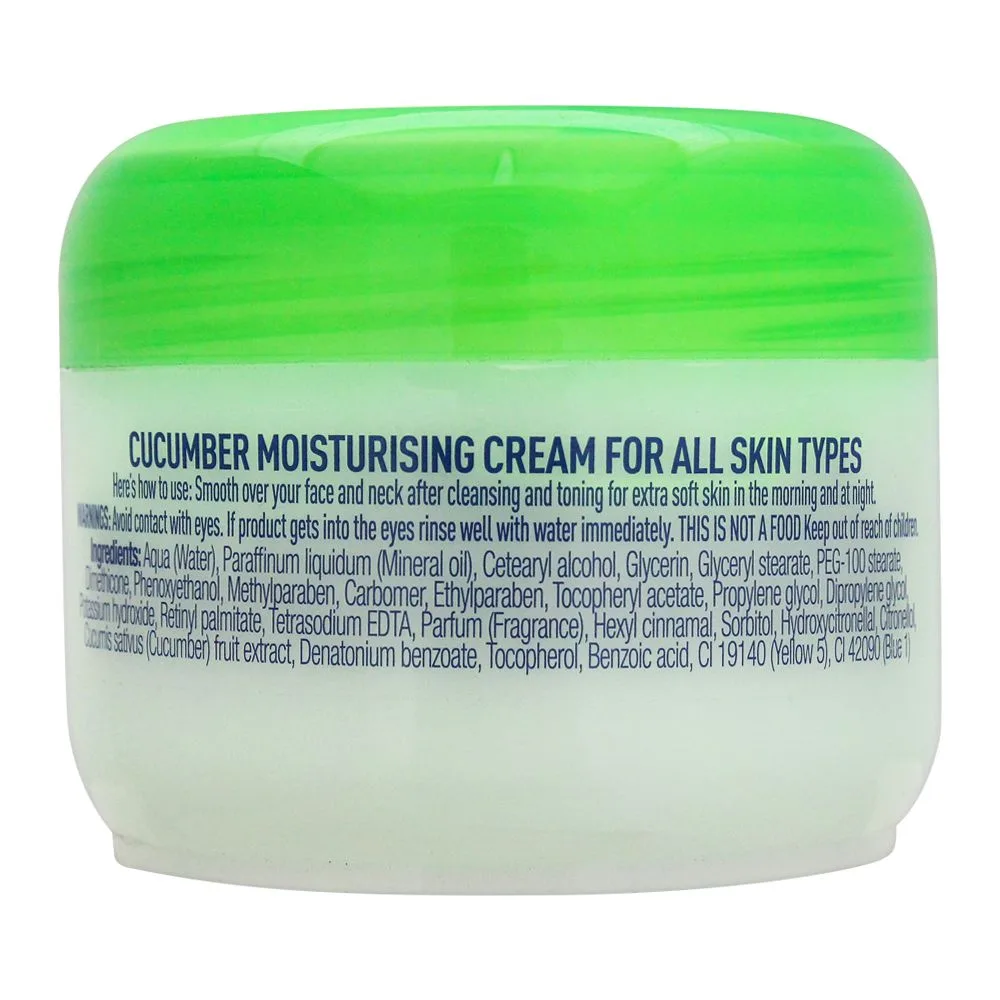 Side view of boots cucumber moisturising cream, 100ml