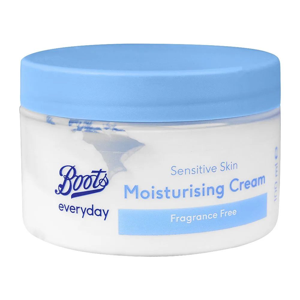Boots Everyday Fragrance Free Moisturizing Cream, Sensitive Skin, 100ml