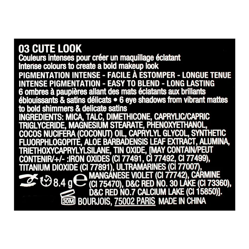 Bourjois Volume Glamour Eyeshadow Palette, 03 Cute Look product texture detail
