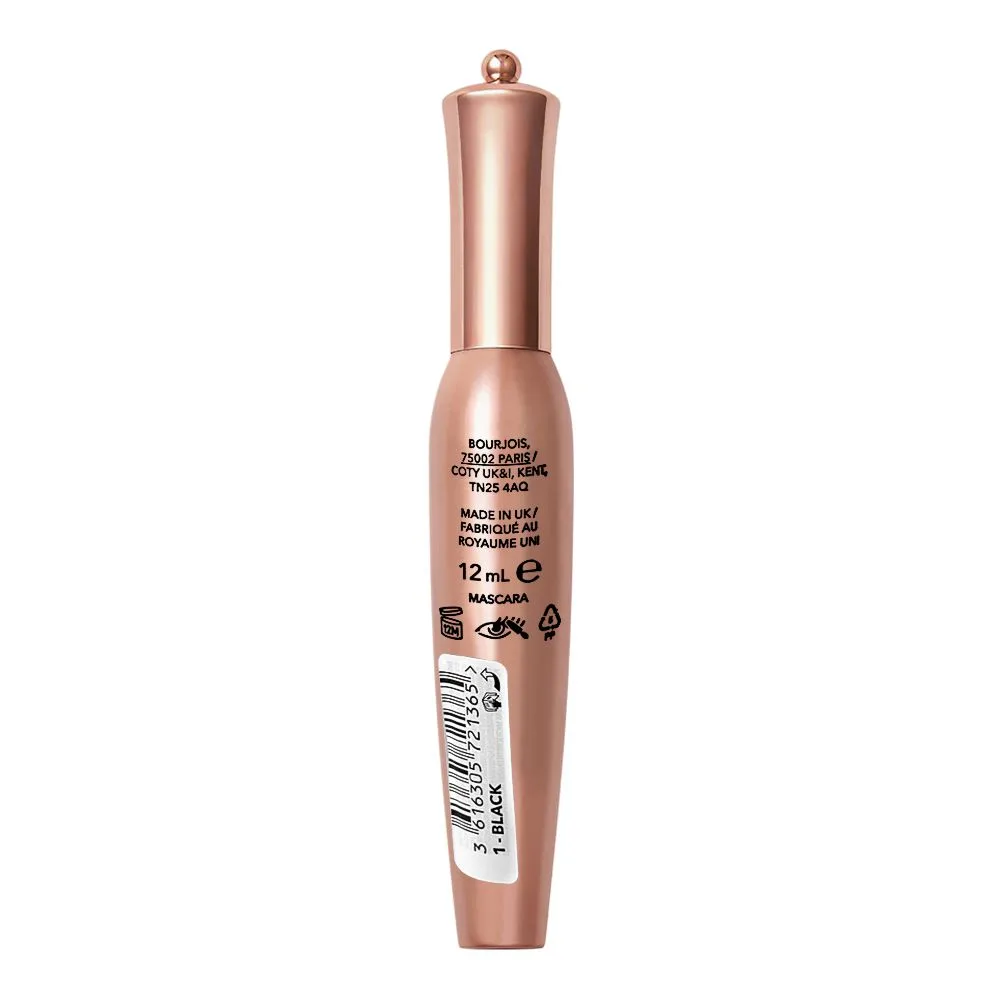 Side view of bourjois volume glamour max definition mascara, 1 black, 12ml