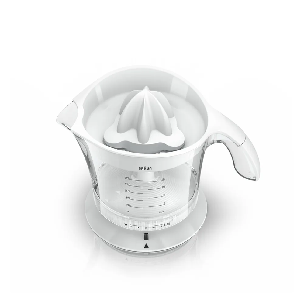 Front angle of braun multiquick 3 citrus juicer, mpz 9