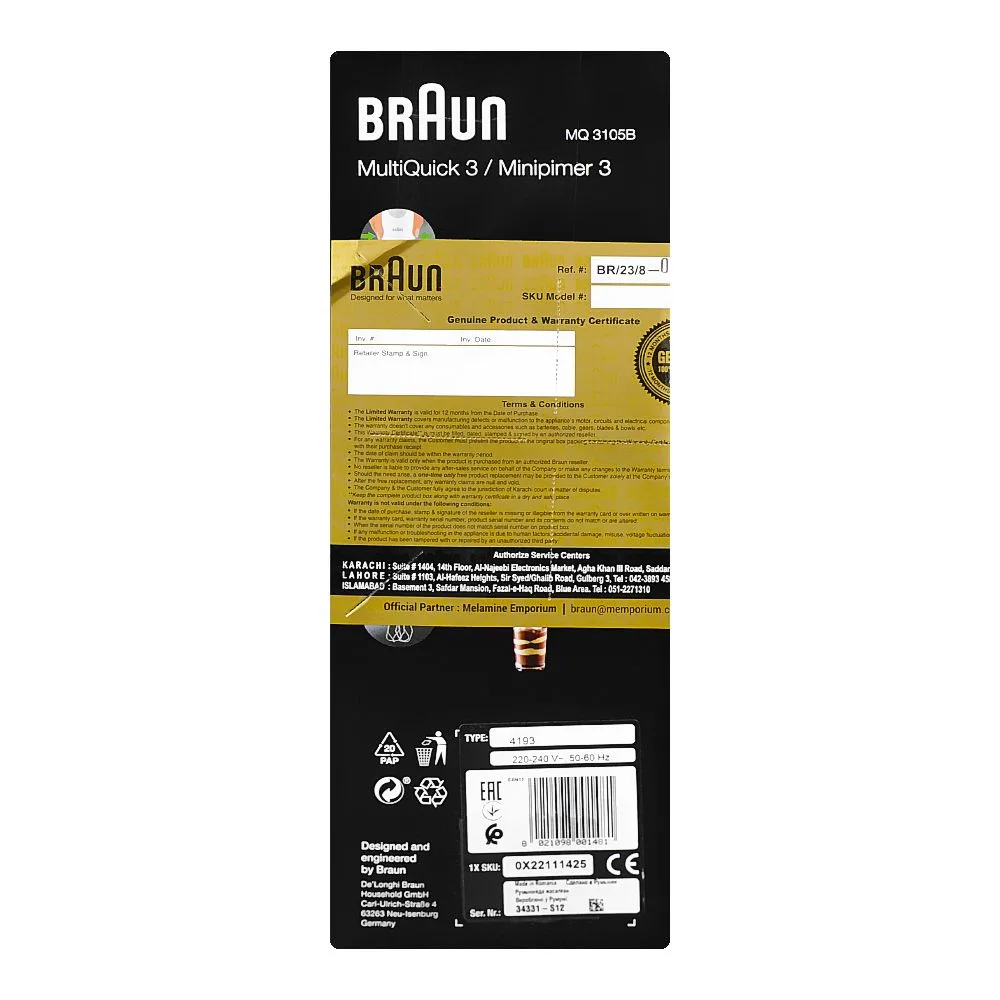 Comfortable casual braun multiquick-3-hand blender, mq-3105b