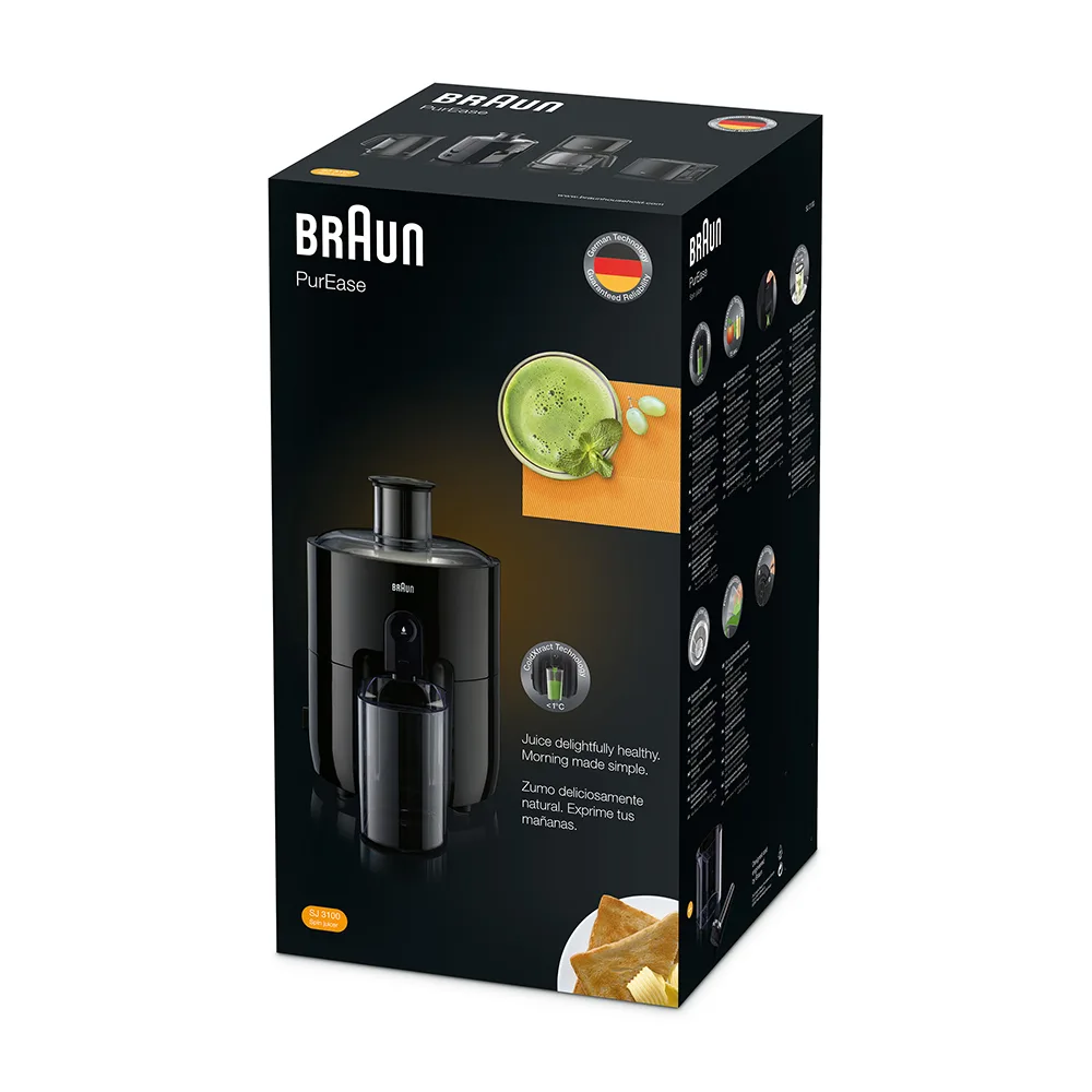 Premium everyday wear braun purease spin juicer, sj 3100