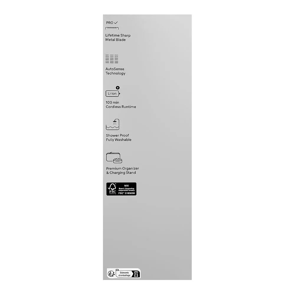 Close-up design of braun series 7 all-in-one 17-in-1 style kit, 100 minutes run time, black, mgk-7491